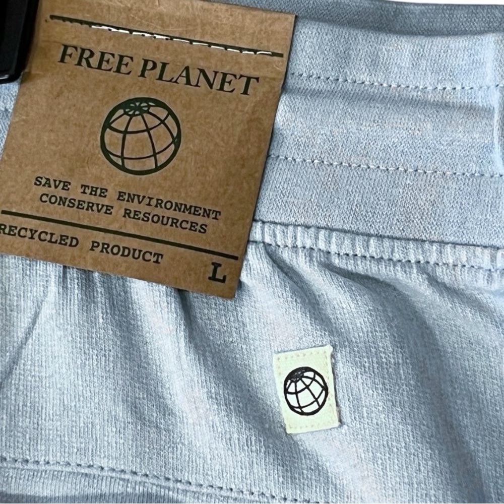 Free Planet Light Blue Marled Lounge Shorts Men’s Large NWT Eco Cotton - Picture 5 of 12